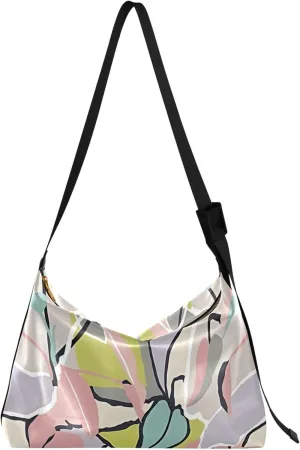 Sloth on Tropical Leaves PU Leather Shoulder Bag Hobo Large Crossbody Bag Fashion Leaf Print Shoulder Handbags
