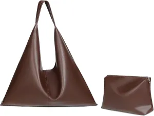 Slouchy Hobo Bags for Women – Faux Leather Tote Purse with Matching Inner Bag, Designer Shoulder Handbag