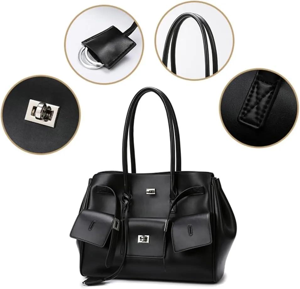 Slouchy PU Leather Tote Bag Crescent Crossbody Purse Women Trendy Hobo Bags Shoulder Satchel Bag Top Handle Tote Handbag