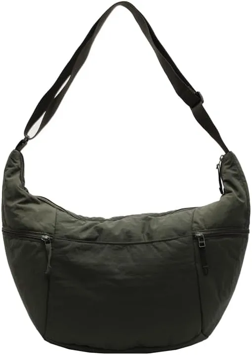 Slouchy Sling Bag for Women Canvas Crescent Bag Hobo Purse with Adjustable Strap Saddle Bag for Travel