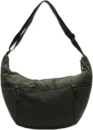 Slouchy Sling Bag for Women Canvas Crescent Bag Hobo Purse with Adjustable Strap Saddle Bag for Travel