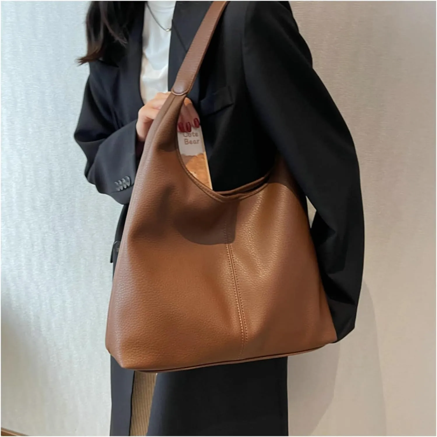 Slouchy Suede Woven Hobo Bags Women Trendy Suede Purse Crossbody Crescent Shoulder Satchel Bag Top Handle Tote Handbag