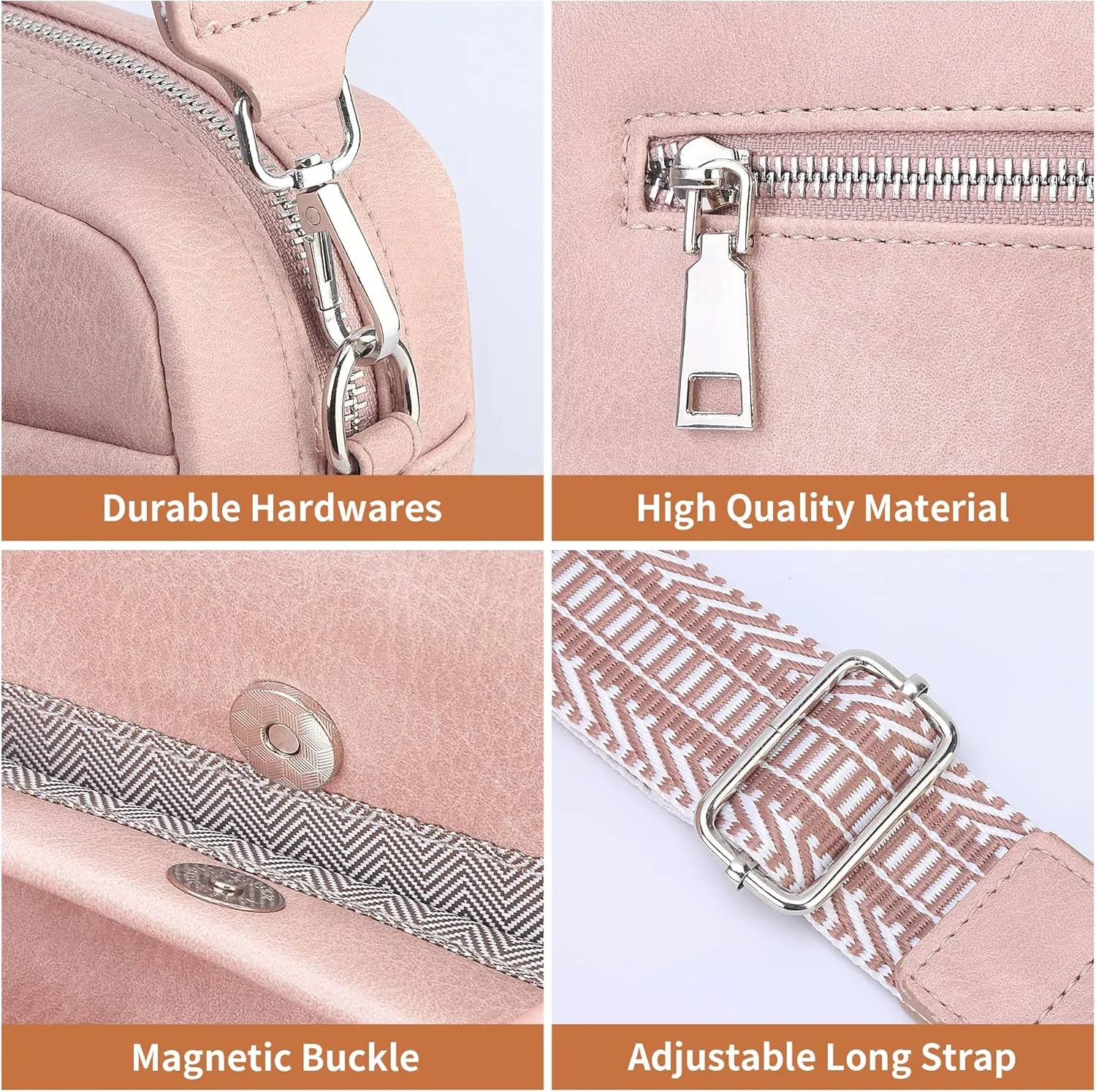 Small Crossbody Bag with Wide Guitar Strap Camera Purse Shoulder Handbag Satchel