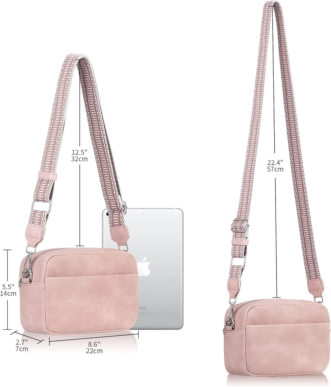 Small Crossbody Bag with Wide Guitar Strap Camera Purse Shoulder Handbag Satchel