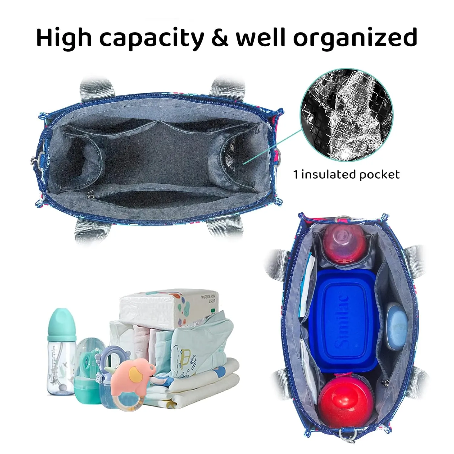 Small Diaper Bags Waterproof Travel Tote Mini Diaper Bag Multi-Function Baby Bags Crossbody Purse(Cute Dinosaur)