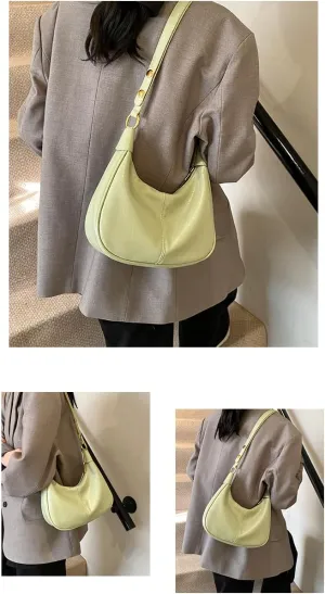 Small Hobo Bags for Women Leather Shoulder Bag Retro Crescent Crossbody Bags Trendy Purses Zipper
