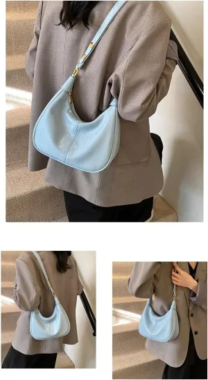 Small Hobo Bags for Women Leather Shoulder Bag Retro Crescent Crossbody Bags Trendy Purses Zipper