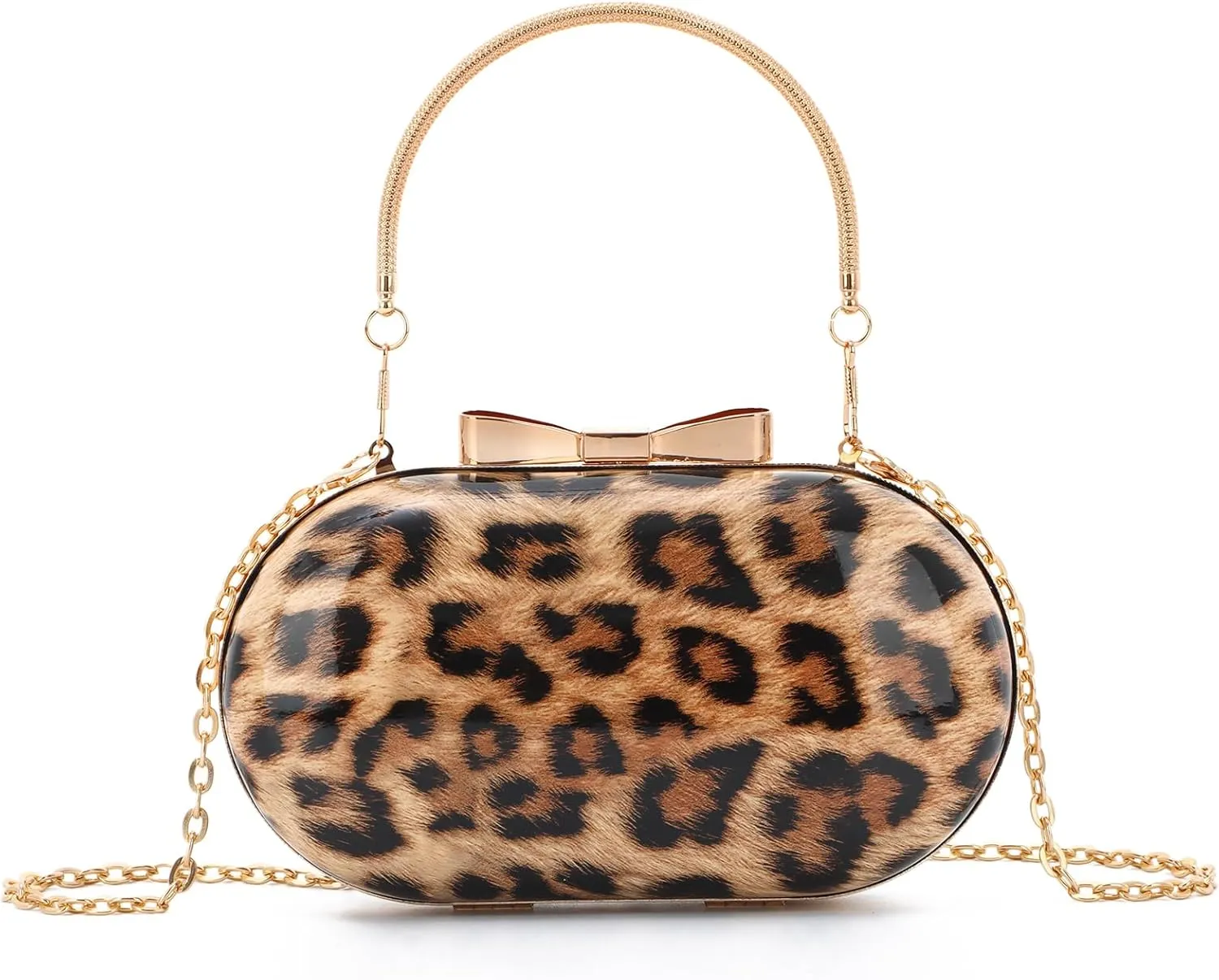 Small Leopard Purse for Women Leopard Evening Tote Bag Cheetah Print Purse Handbag with Chain for Wedding Party