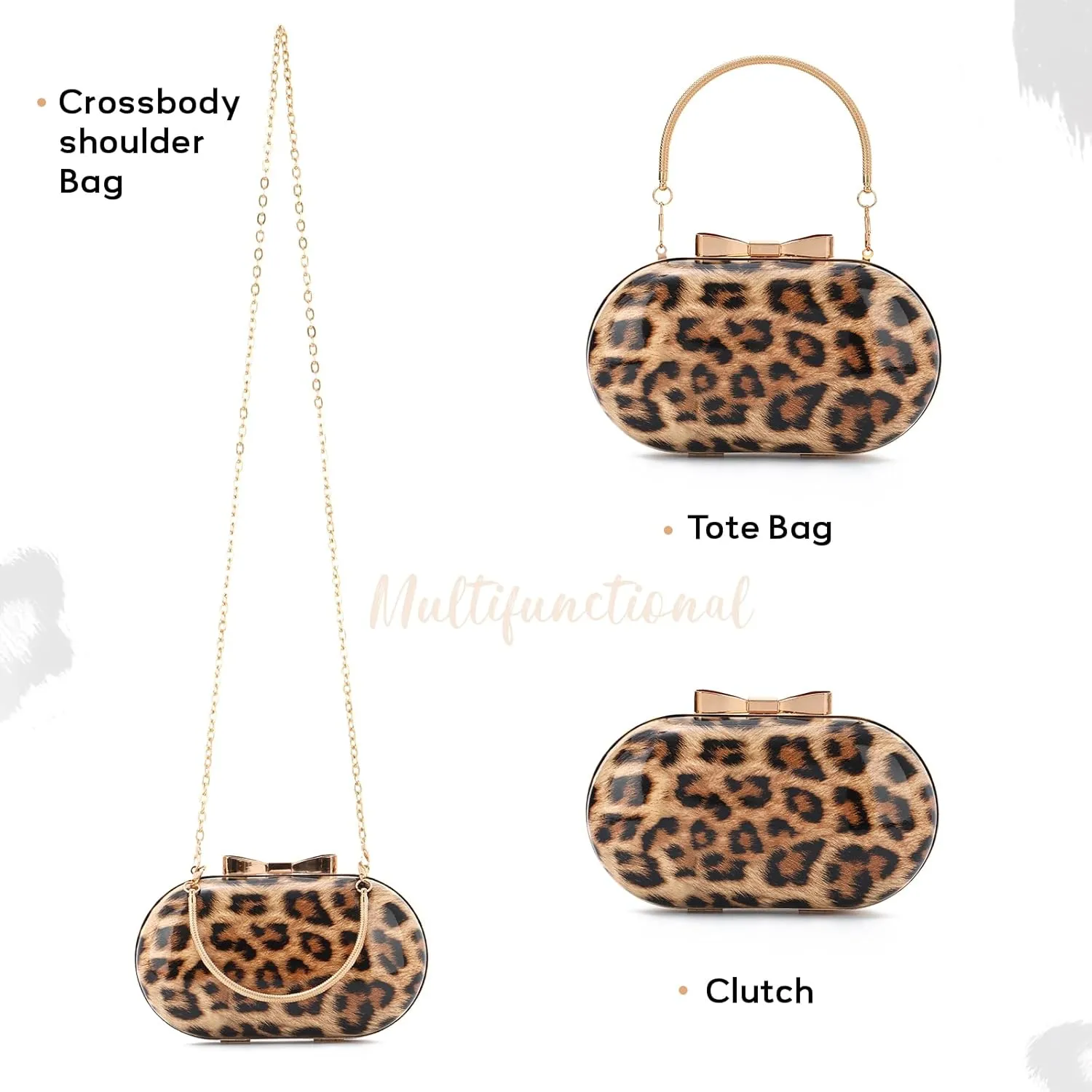 Small Leopard Purse for Women Leopard Evening Tote Bag Cheetah Print Purse Handbag with Chain for Wedding Party