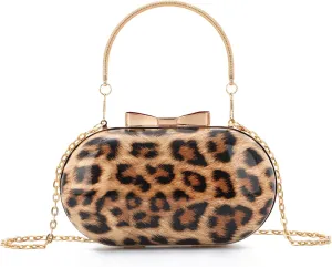 Small Leopard Purse for Women Leopard Evening Tote Bag Cheetah Print Purse Handbag with Chain for Wedding Party