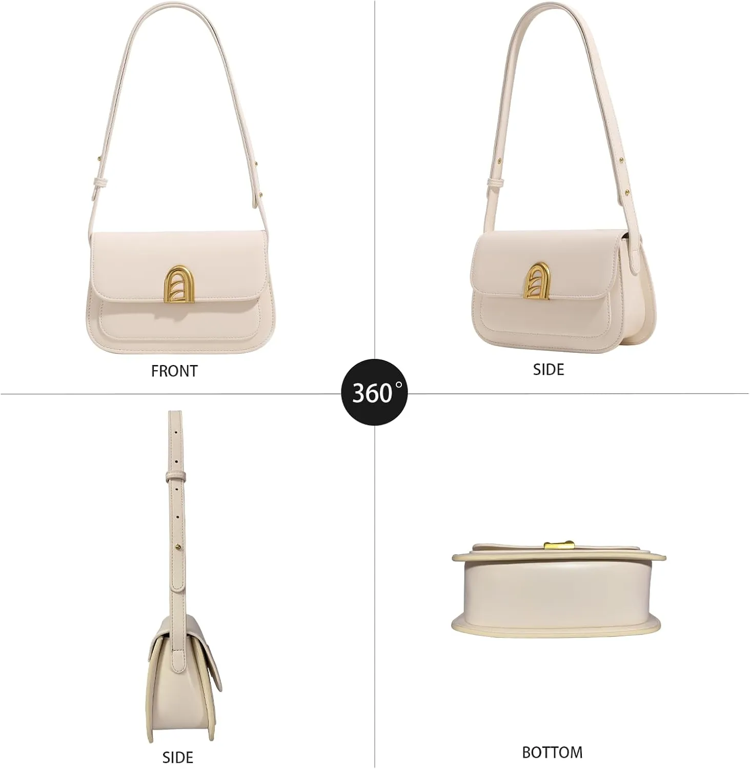Small Shoulder Bag for Women, Adjustable Strap Leather Crossbody Purses - Clutch Tote Handbag Cute Hobo Bags Trendy Purse
