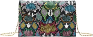 Snakeskin Pattern Envelope Clutch Colorful Handbag Evening Party Prom Chain Bag Big Women Shoulder Crossbody Bag