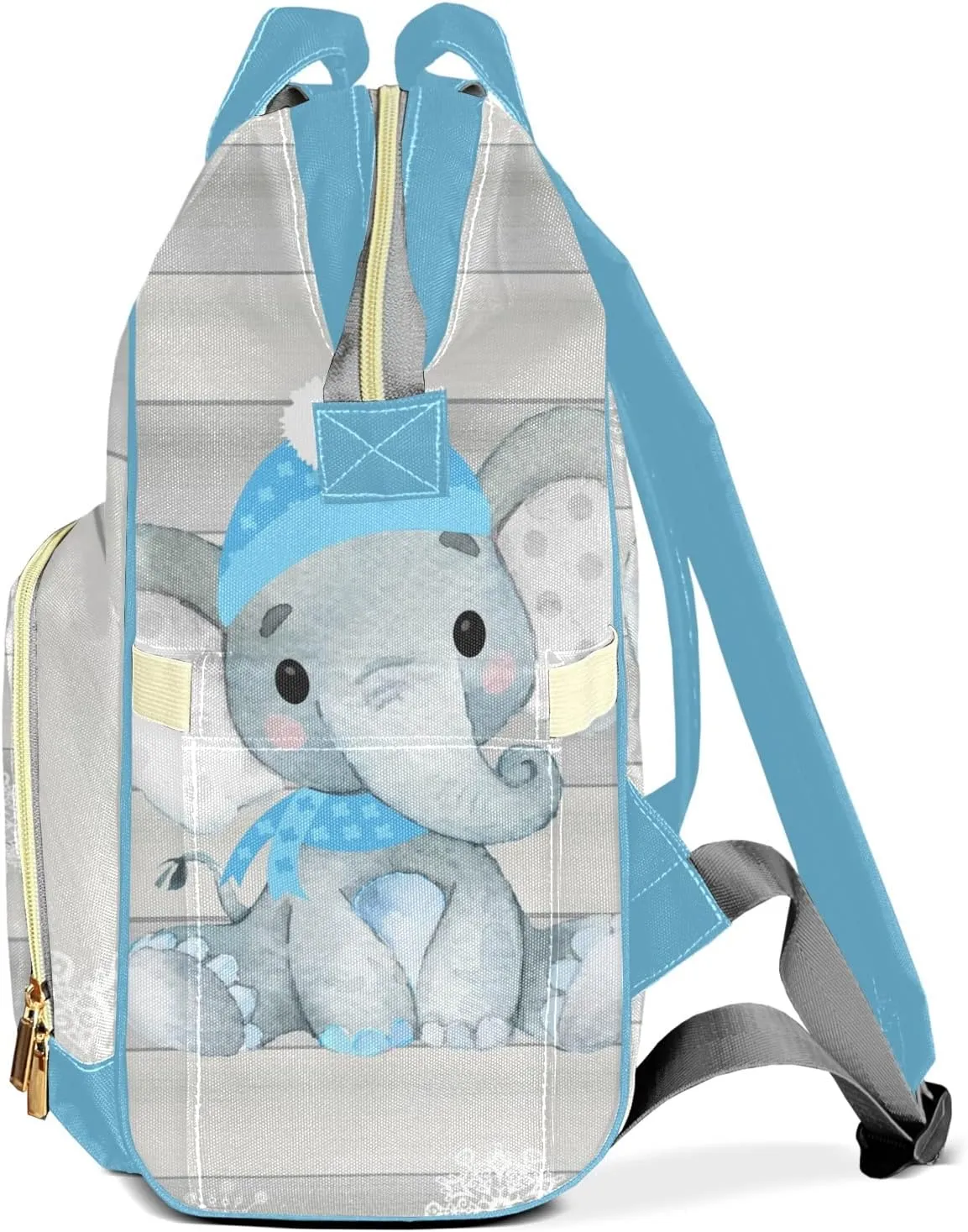 Snowflake Elephant Personalized Diaper Bags Waterproof Backpack Shoulder Daypack for Mother's Day Gifts