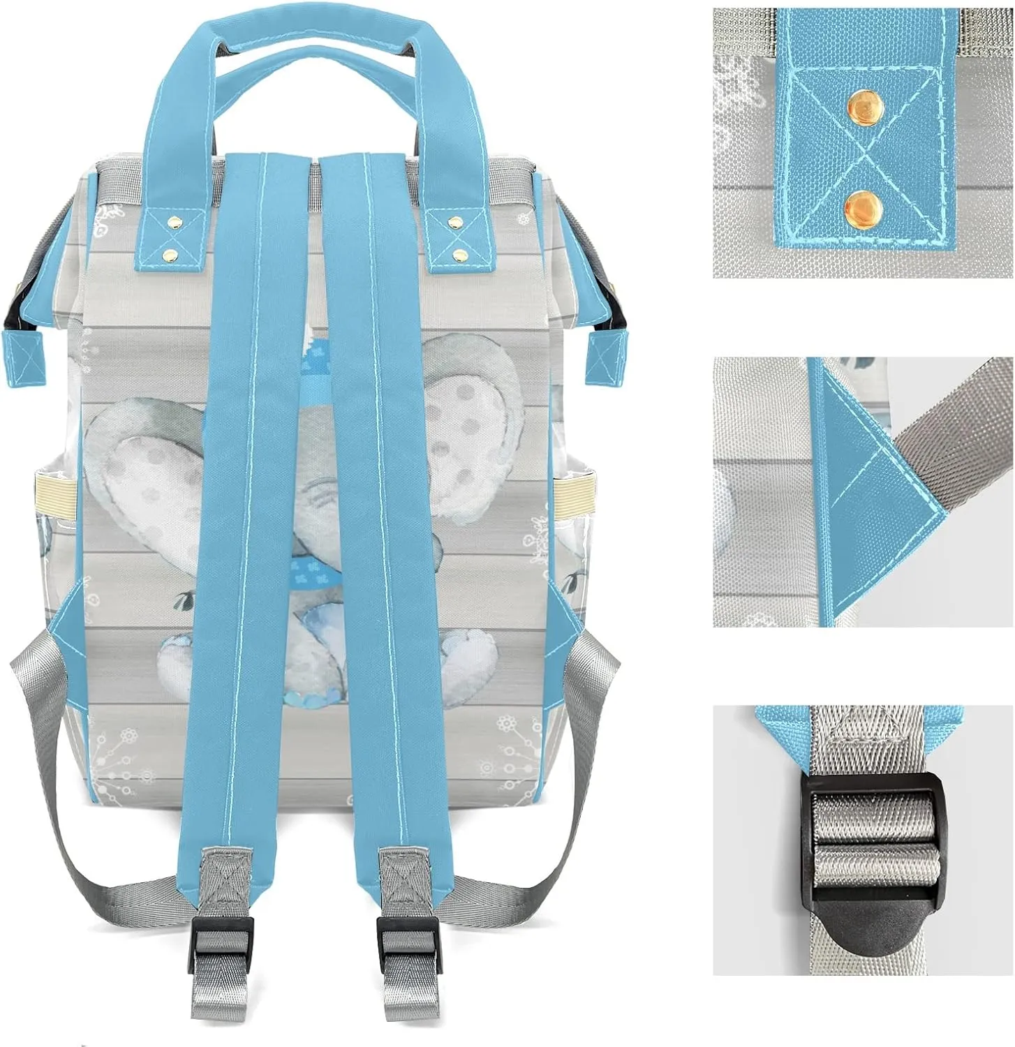Snowflake Elephant Personalized Diaper Bags Waterproof Backpack Shoulder Daypack for Mother's Day Gifts
