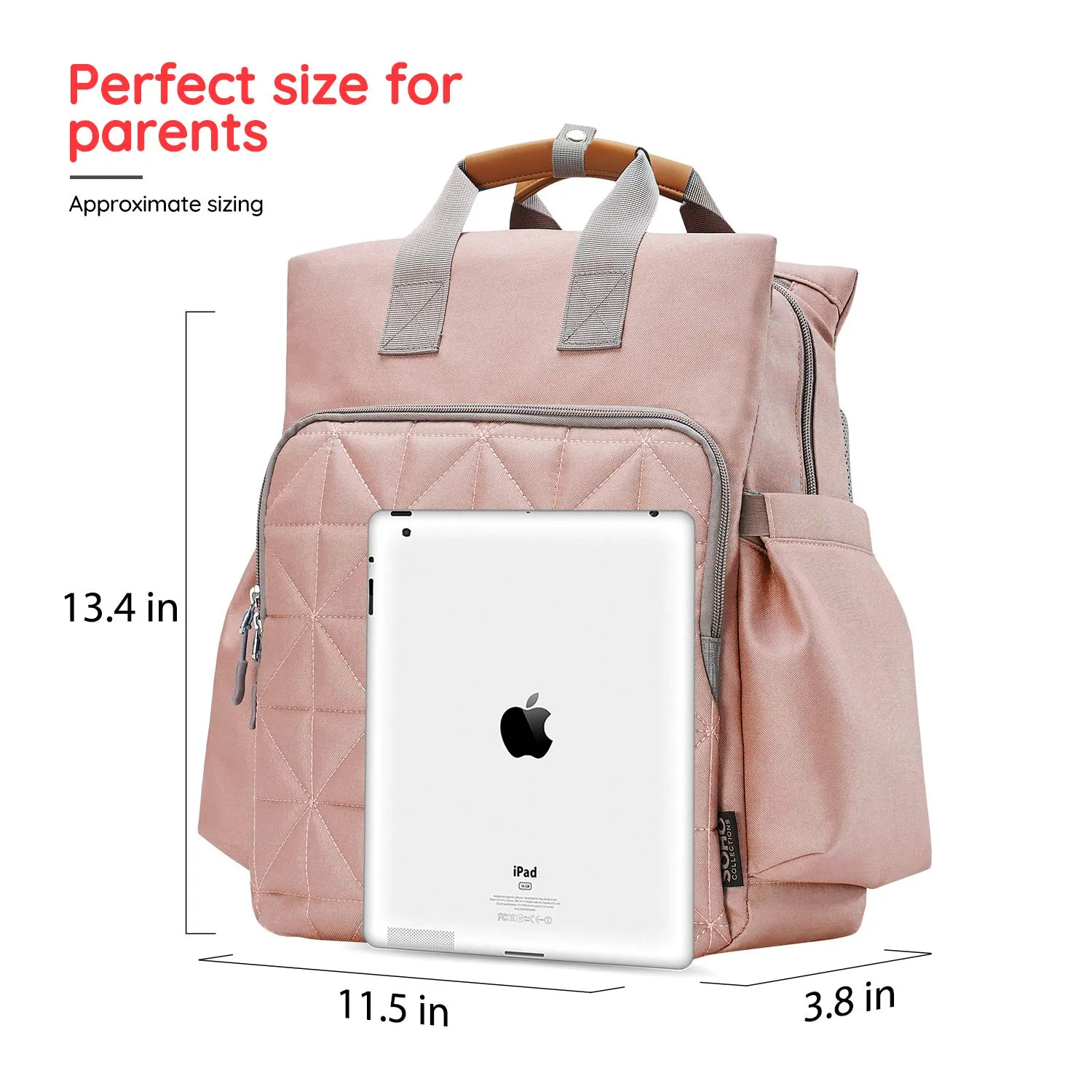 SoHo Kenneth Diaper Backpack 6Pc Set Tote Bag, Pink