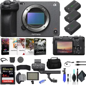 Sony FX3 Full-Frame Cinema Camera ILME-FX3, 64GB Memory Card, Bag, 2 x NP-FZ100 Compatible Battery, LED Light, Card Reader, Corel Photo Software, Flex Tripod, Hand Strap, and More