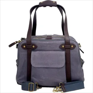 SoYoung Charlie Diaper Bag in Waxed Charcoal with Brown Straps