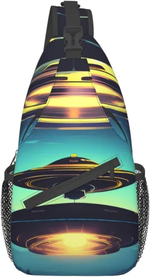 Spacecraft Descend Unisex Adjustable Backpack Slanting Chest Bag For Outdoor Travel Riding Climbing Camping