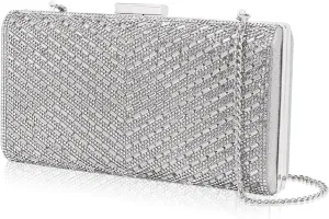 Sparkly Rhinestone Clutch for Bridal Glitter Metal Clasp Purse Formal Party and Wedding Evening Bag For Women