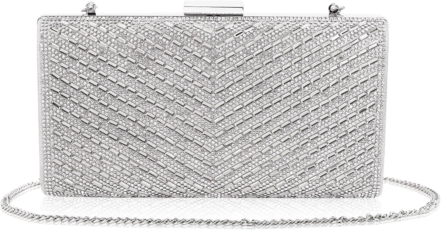 Sparkly Rhinestone Clutch for Bridal Glitter Metal Clasp Purse Formal Party and Wedding Evening Bag For Women