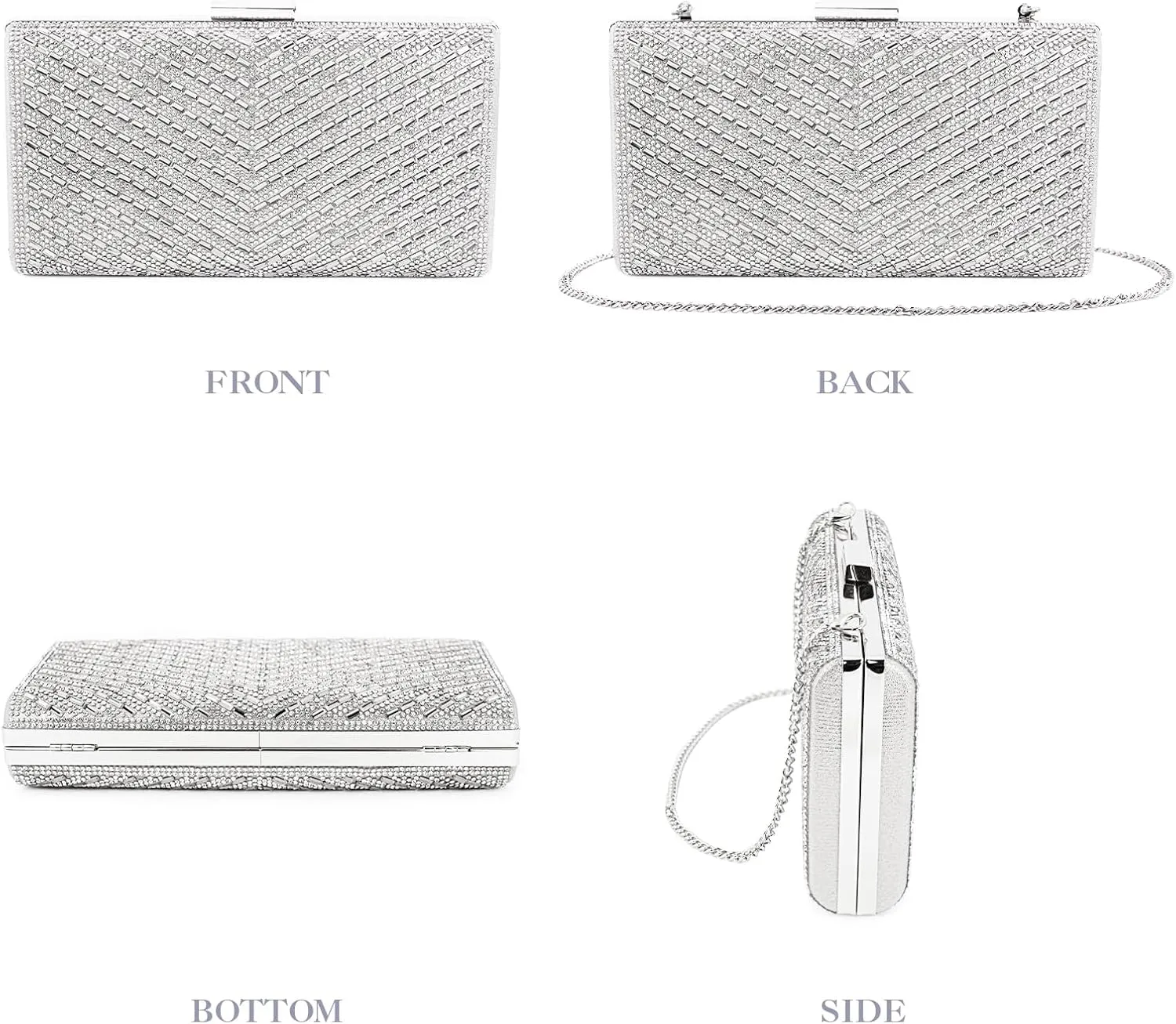 Sparkly Rhinestone Clutch for Bridal Glitter Metal Clasp Purse Formal Party and Wedding Evening Bag For Women