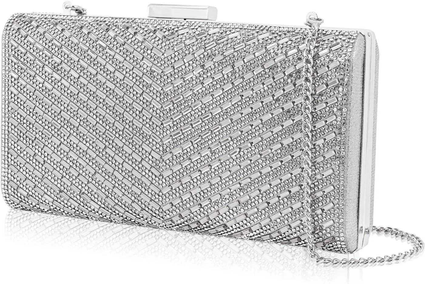 Sparkly Rhinestone Clutch for Bridal Glitter Metal Clasp Purse Formal Party and Wedding Evening Bag For Women