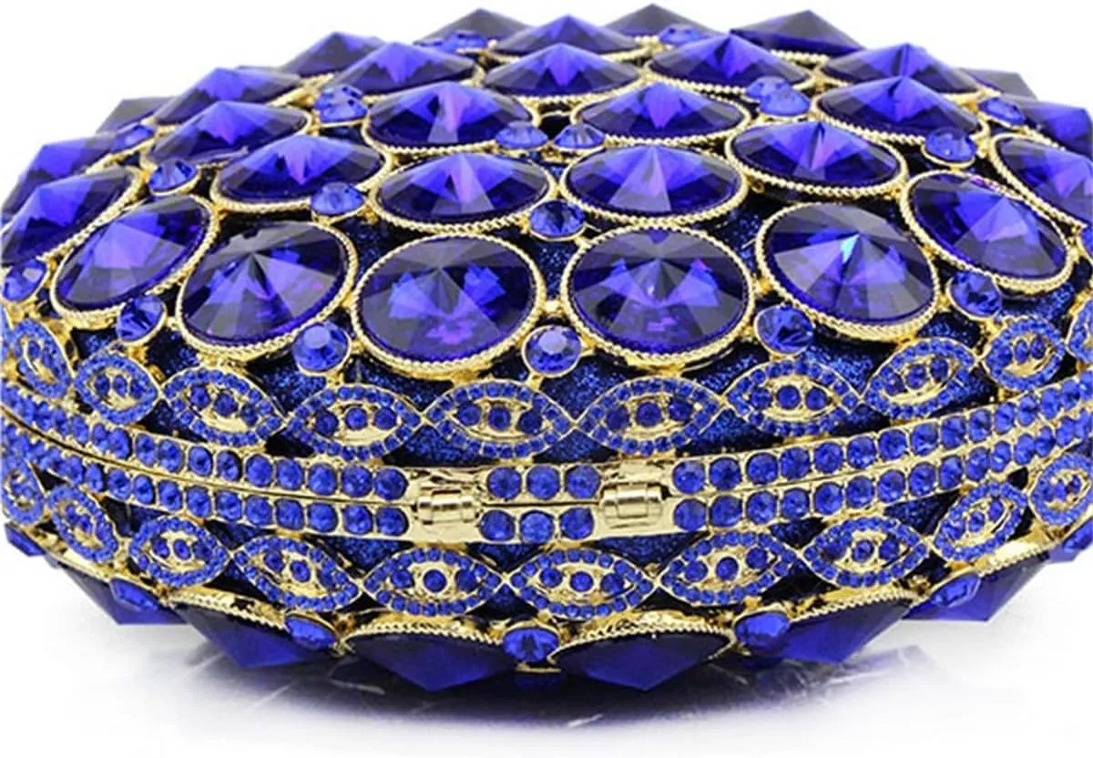 Sparkly Round Shape Evening Bag Luxury Crystal Clutch Formal Rhinestone Purse Party Wedding Cute Handbag