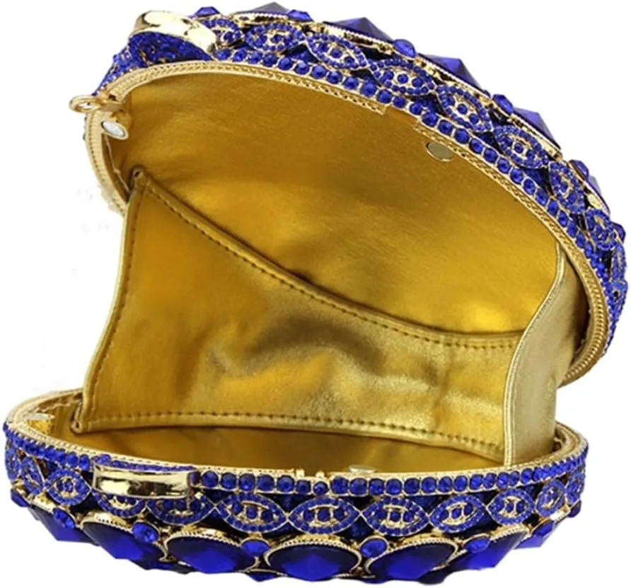 Sparkly Round Shape Evening Bag Luxury Crystal Clutch Formal Rhinestone Purse Party Wedding Cute Handbag