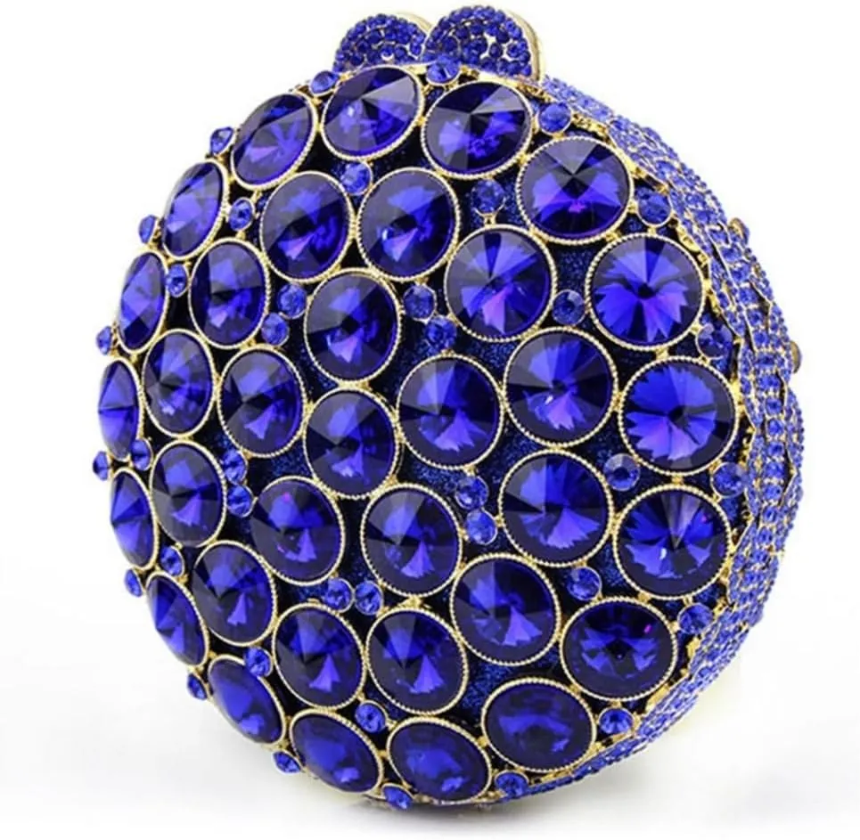 Sparkly Round Shape Evening Bag Luxury Crystal Clutch Formal Rhinestone Purse Party Wedding Cute Handbag