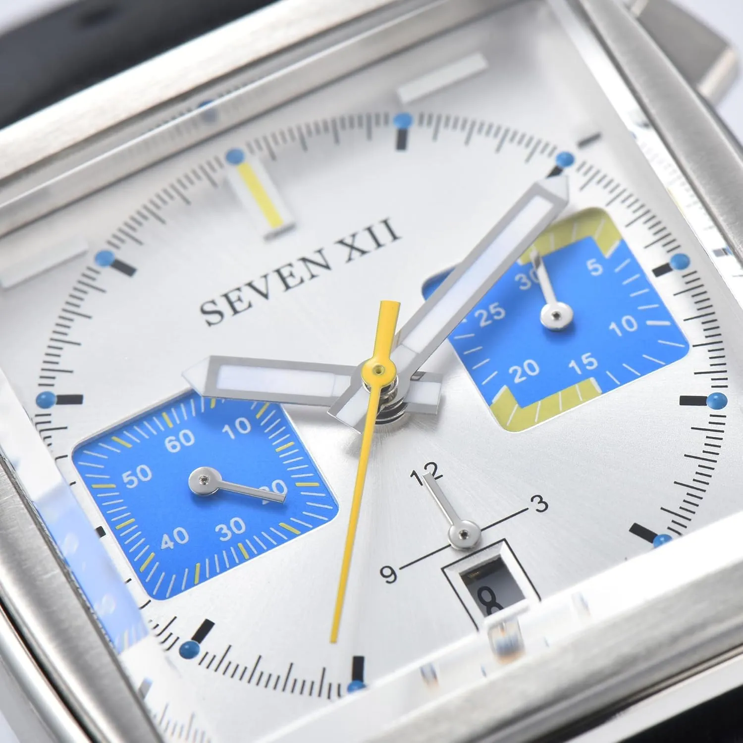 Square Automatic Chronograph Watch for Men Self Wind Sapphire Crystal Business Classic Luminous Sport Wristwatch with Leather Strap S003