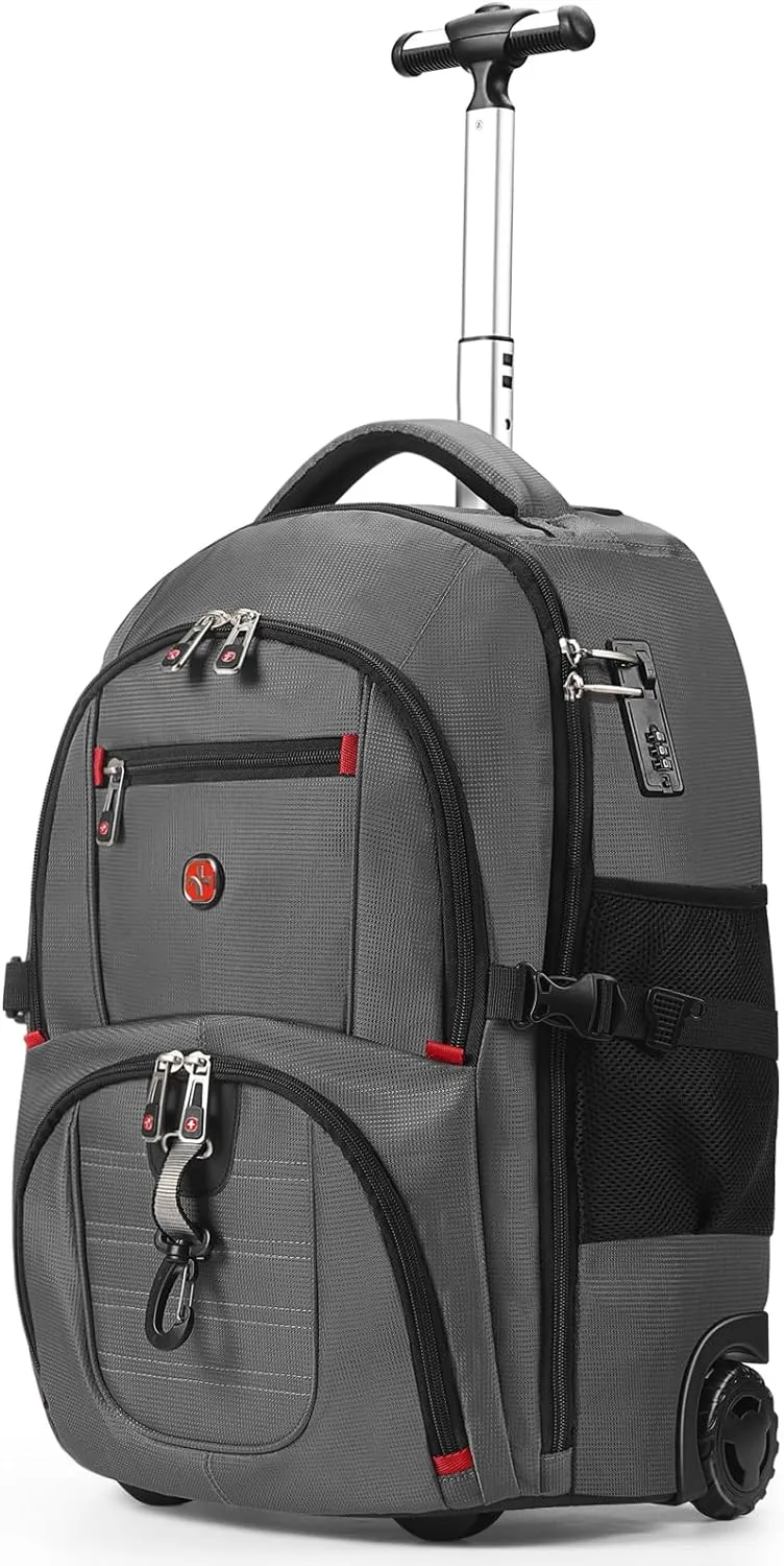 star cloud 21x14x9 Rolling Backpack with Wheels - Water-Resistant, 17.3" Laptop Compartment, Ideal Carry-On for Overnight Travel, College, Work - Wheeled Business Backpack for Adults