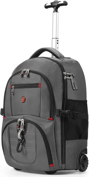 star cloud 21x14x9 Rolling Backpack with Wheels - Water-Resistant, 17.3" Laptop Compartment, Ideal Carry-On for Overnight Travel, College, Work - Wheeled Business Backpack for Adults