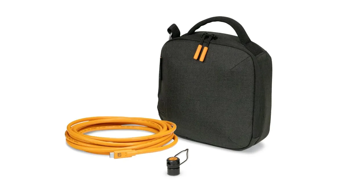 Starter Tethering Kit w/USB-C to USB-C 15' (4.6m) Straight to Straight, High-Visibility Orange, TetherGuard, TechManager Bag by Tether Tools