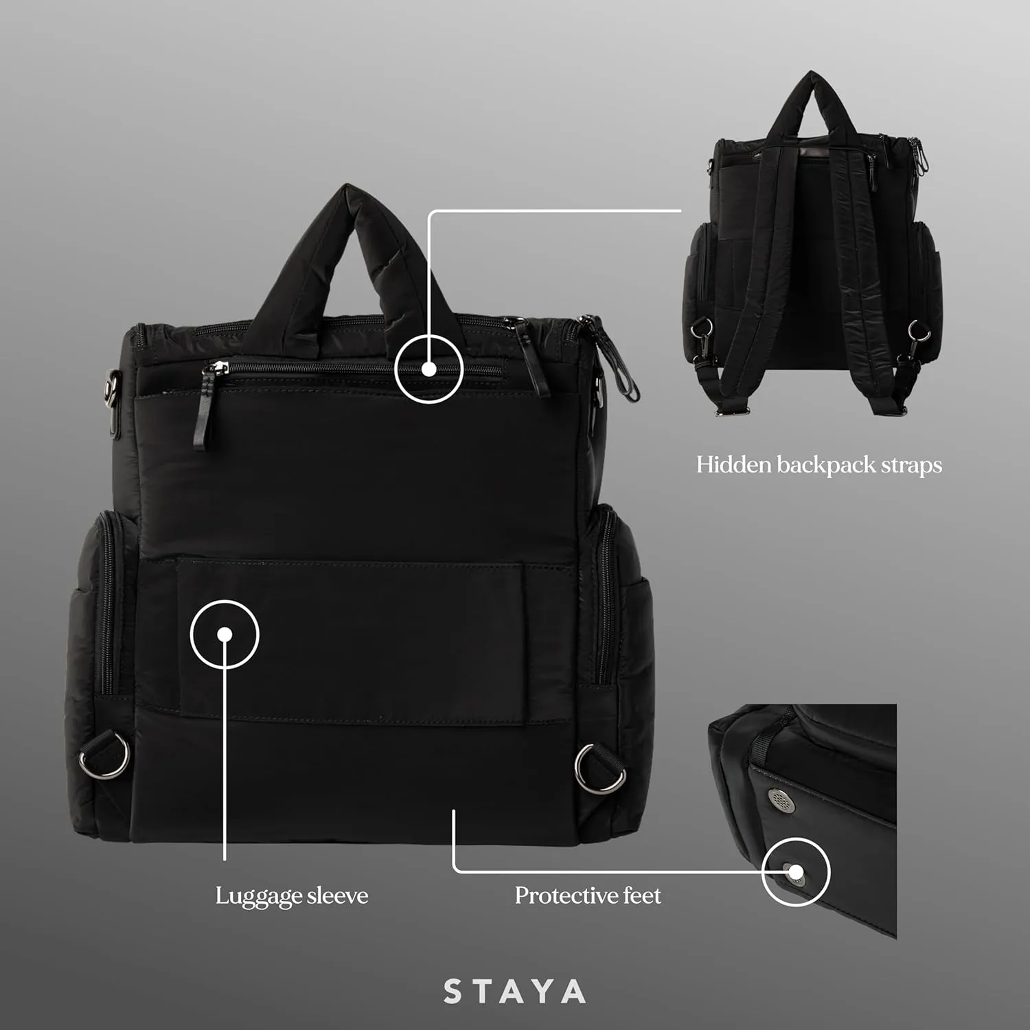Staya Large Baby Diaper Bag Backpack for Boys and Girls (Black)