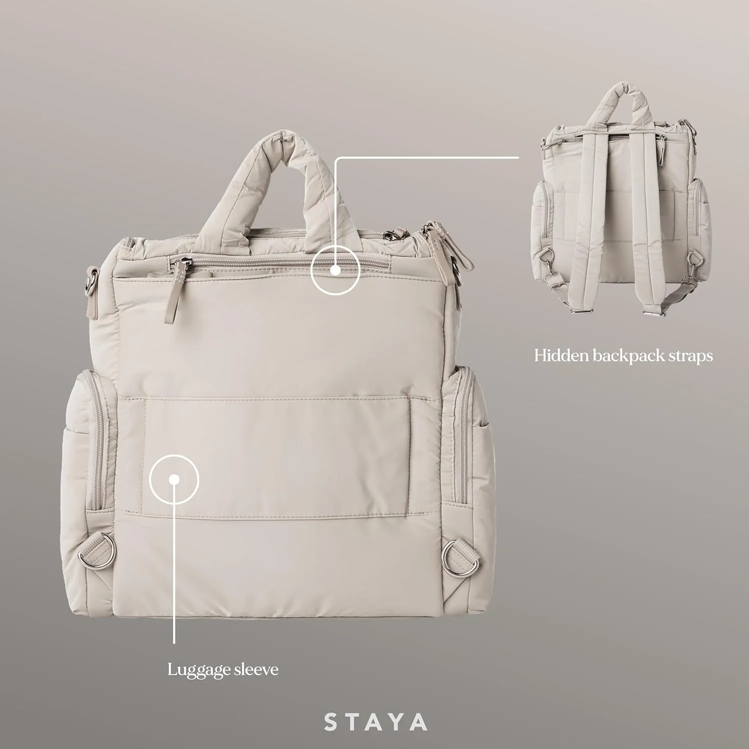 Staya Large Baby Diaper Bag Backpack for Boys and Girls (Dove Gray)