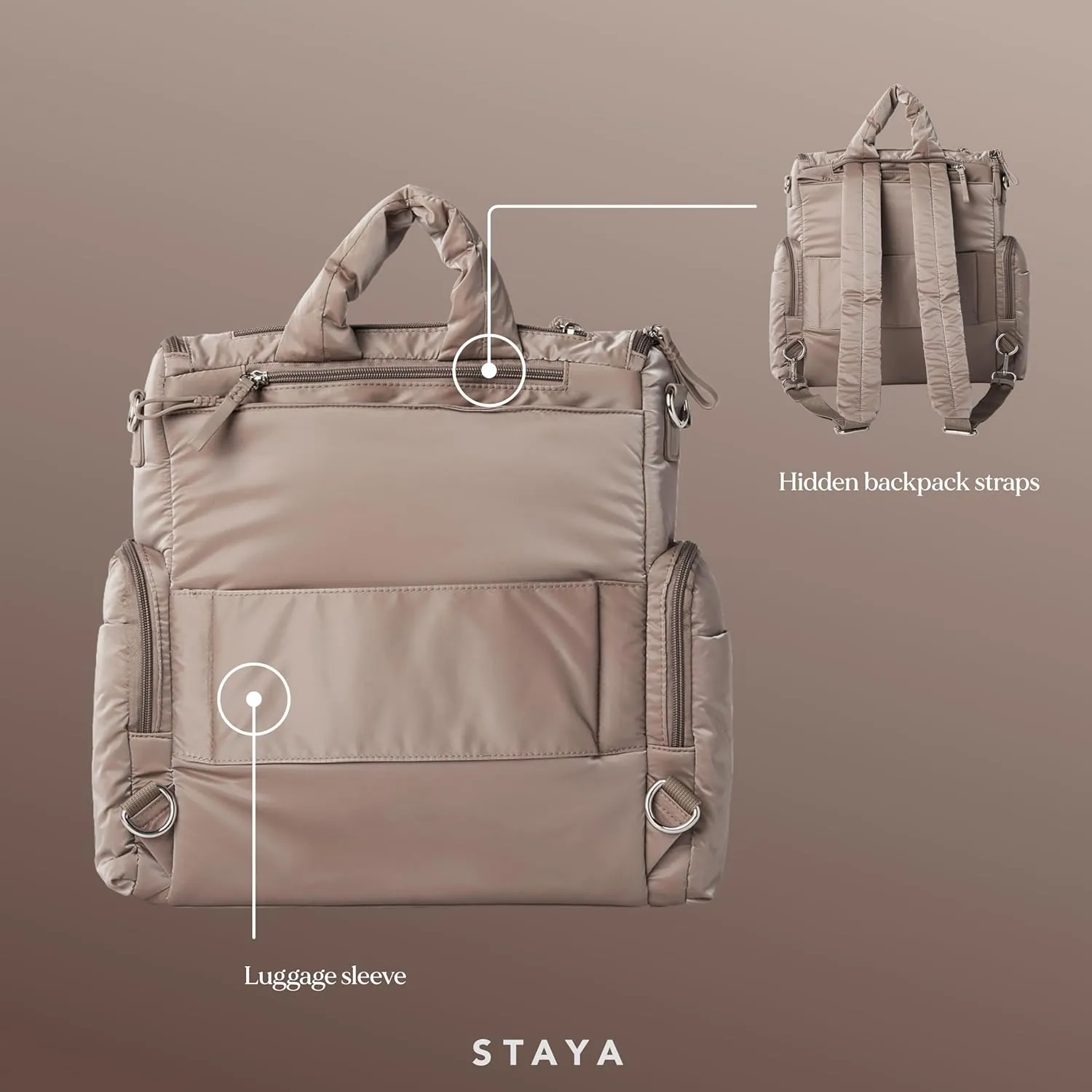 Staya Large Baby Diaper Bag Backpack for Boys and Girls (Taupe)