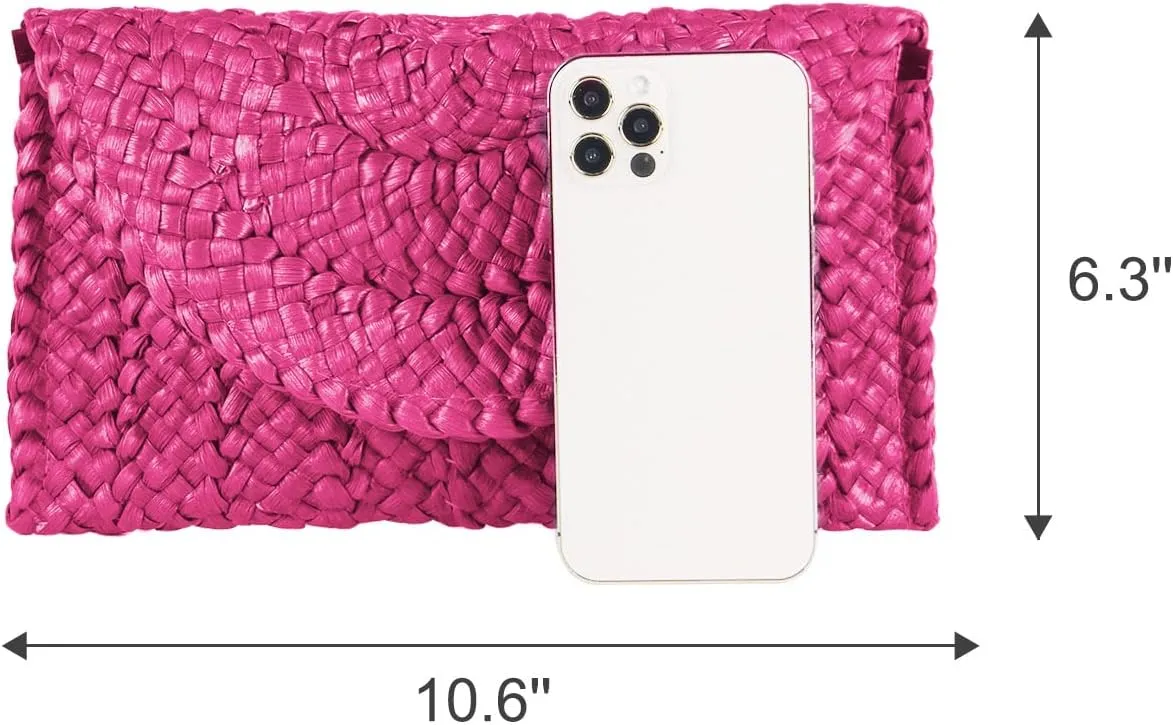 Straw Clutch Purses for Women Summer Beach Bags Envelope Woven Clutch Handbags