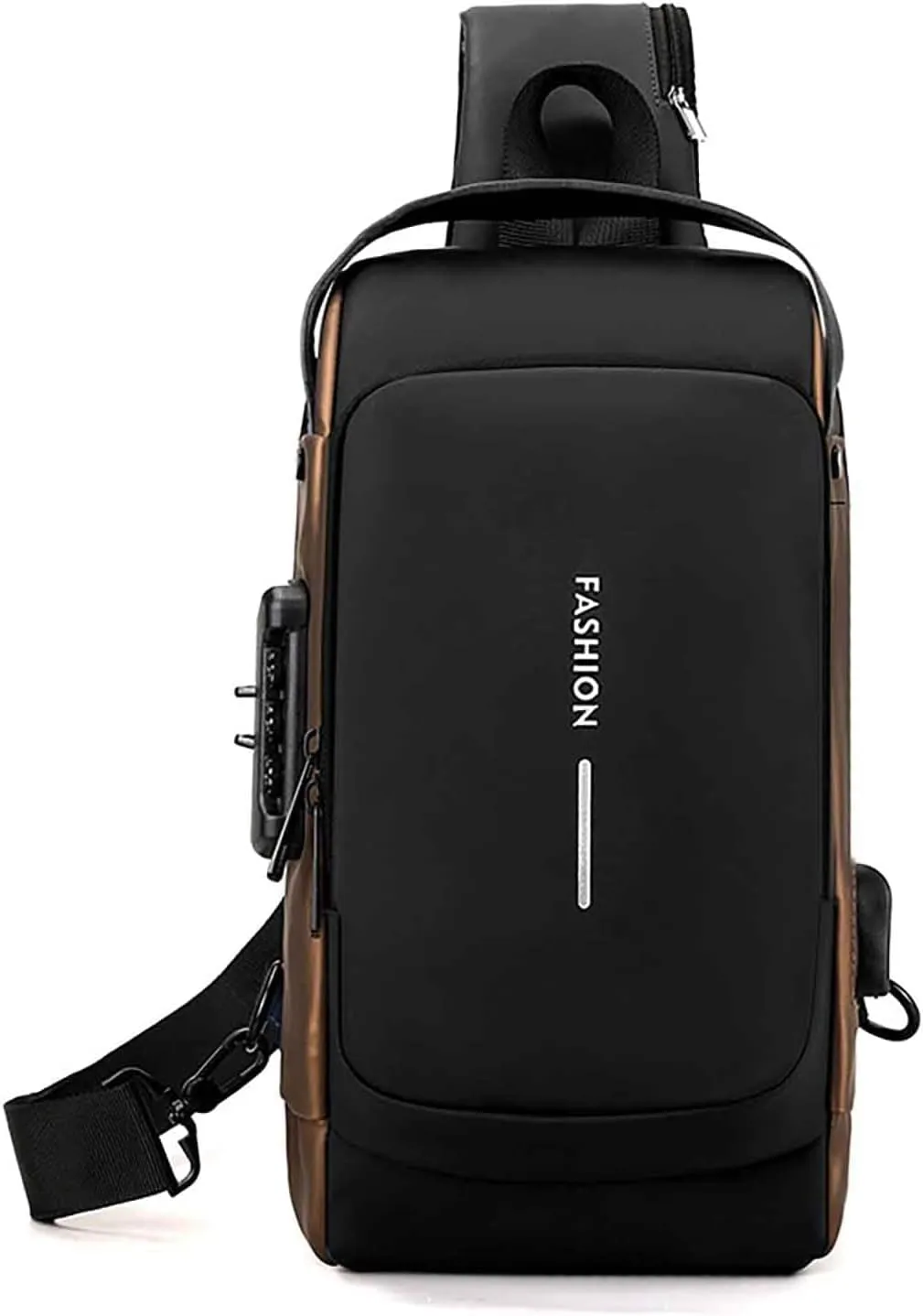 Streamline Anti-Theft Sling Bag - USB Charging Sport Crossbody Pack, Weather-Resistant Shoulder Bag for Daily Commute (Dark Brown)