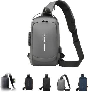 Streamline Anti-Theft Sling Bag - USB Charging Sport Crossbody Pack, Weather-Resistant Shoulder Bag for Daily Commute (grey)