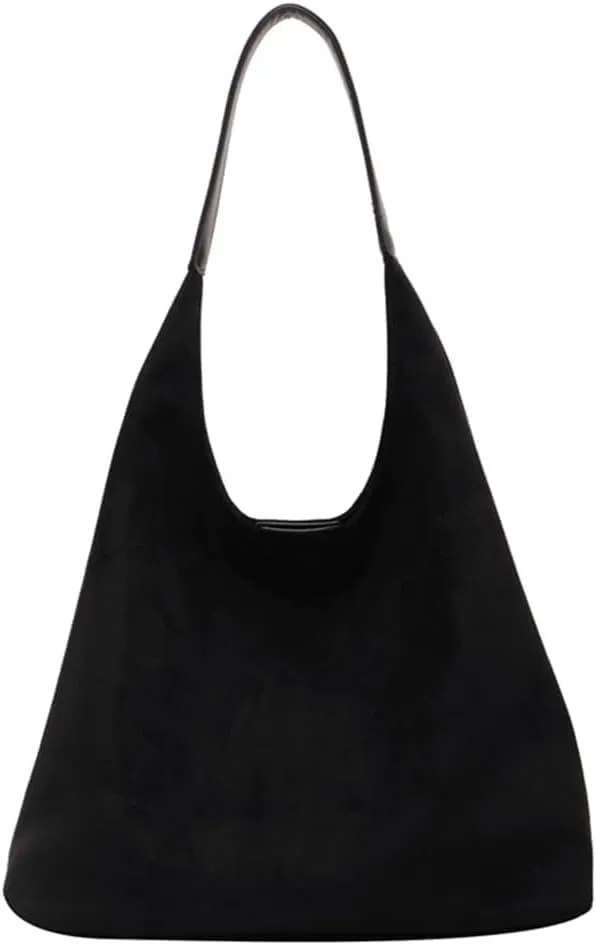 Suede Tote Bag for Women, Women's Suede Purse Vintage Top Handle Bag, Fashion Retro Shoulder Satchel Work Leather Bag (Z-Black)
