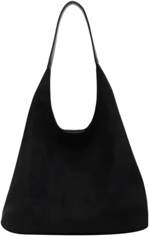 Suede Tote Bag for Women, Women's Suede Purse Vintage Top Handle Bag, Fashion Retro Shoulder Satchel Work Leather Bag (Z-Black)