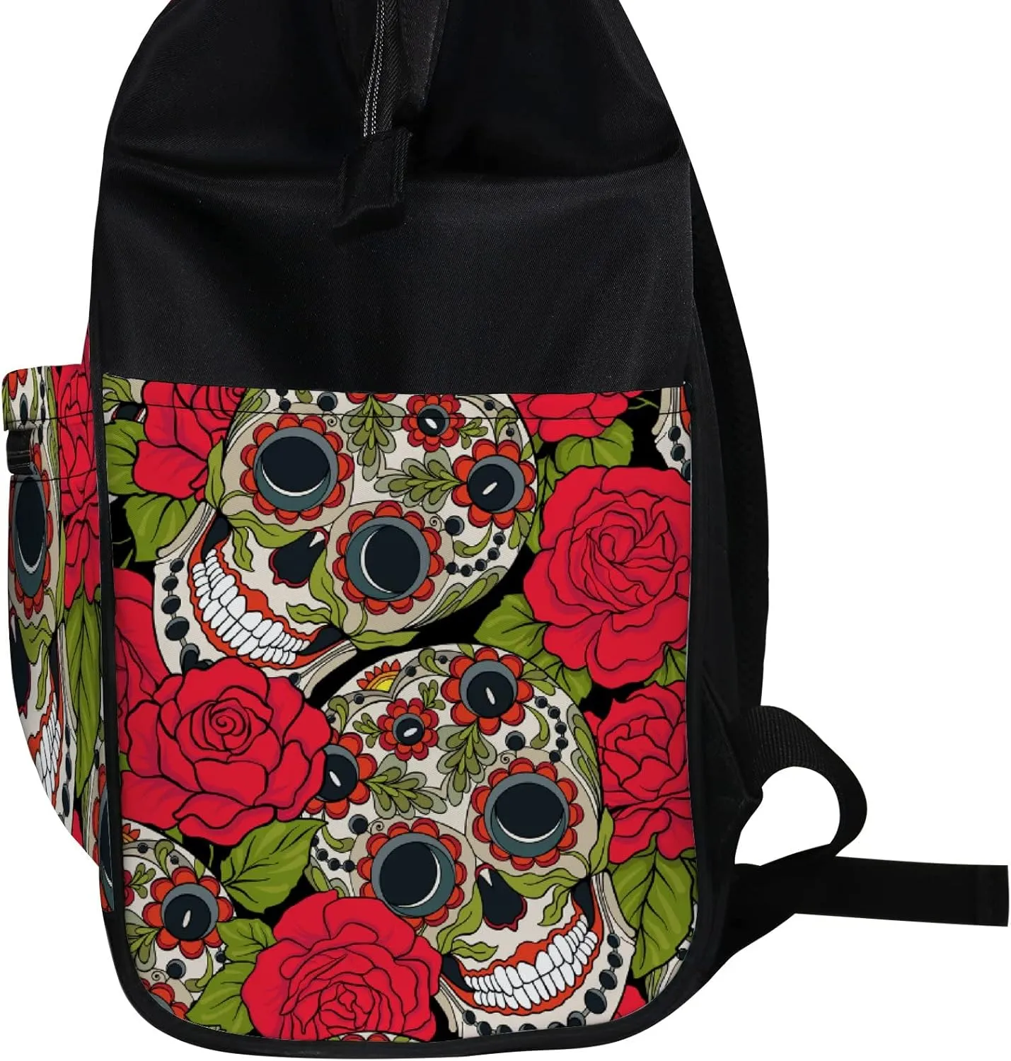 Sugar Skull Red Rose Diaper Bag Backpack Waterproof Backpack Baby Nappy Changing Bag for Travel Large Capacity Durable and Stylish for Woman