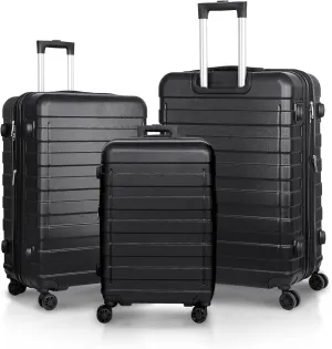 SUPER DEAL Black Luggage Set 3 Piece Hardside Expandable Luggage with Spinner Wheels Hardshell Lightweight Durable Suitcases Travel Carry Ons, 21/26/30 inch