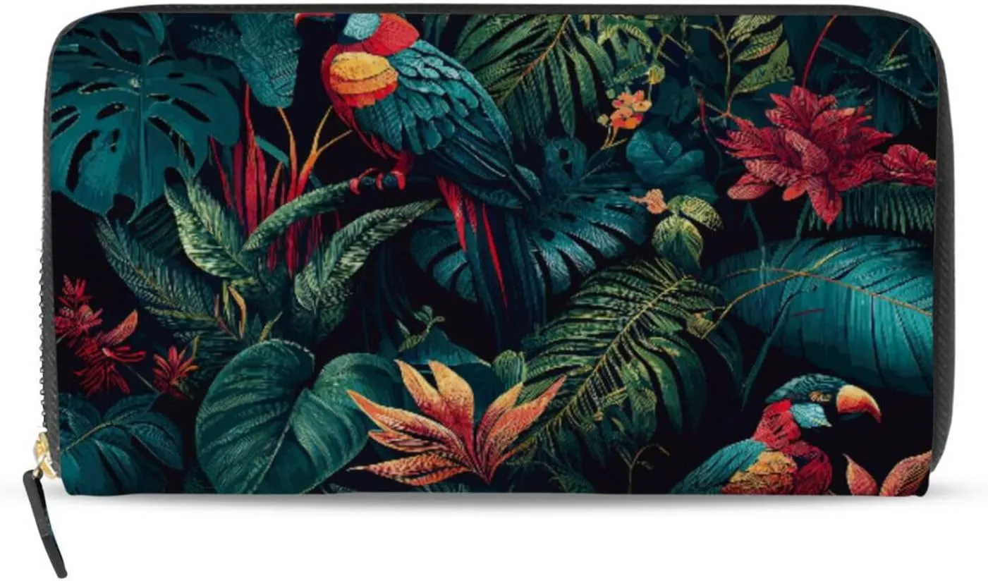 susiyo Womens Wallet Lush Vegetation Wallet for Women Long Wallet PU Leather Zip Around Phone Clutch Handbag Card Holder Purse Girls Men