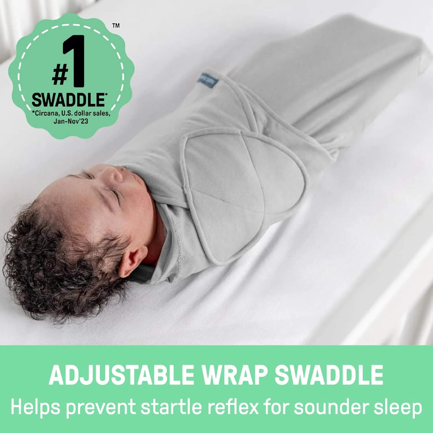SwaddleMe by Ingenuity Monogram Collection Baby Swaddle, 100% Cotton, Improves Sleep & Calms Startle Reflex, 0-3 Months, Pocket Fold Design for Easy Changes, 1.0 TOG, 3-Pack - Born Free