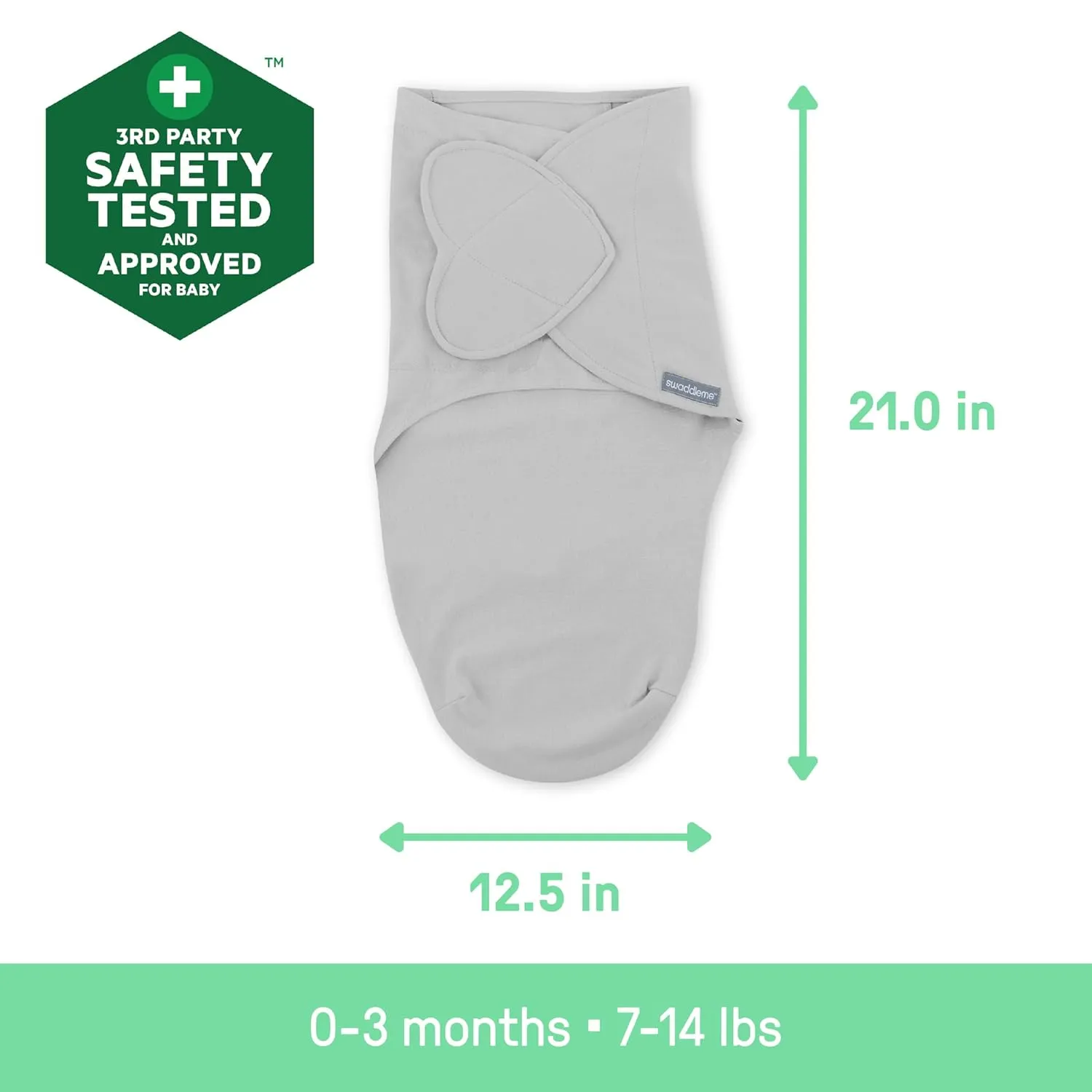 SwaddleMe by Ingenuity Monogram Collection Baby Swaddle, 100% Cotton, Improves Sleep & Calms Startle Reflex, 0-3 Months, Pocket Fold Design for Easy Changes, 1.0 TOG, 3-Pack - Born Free