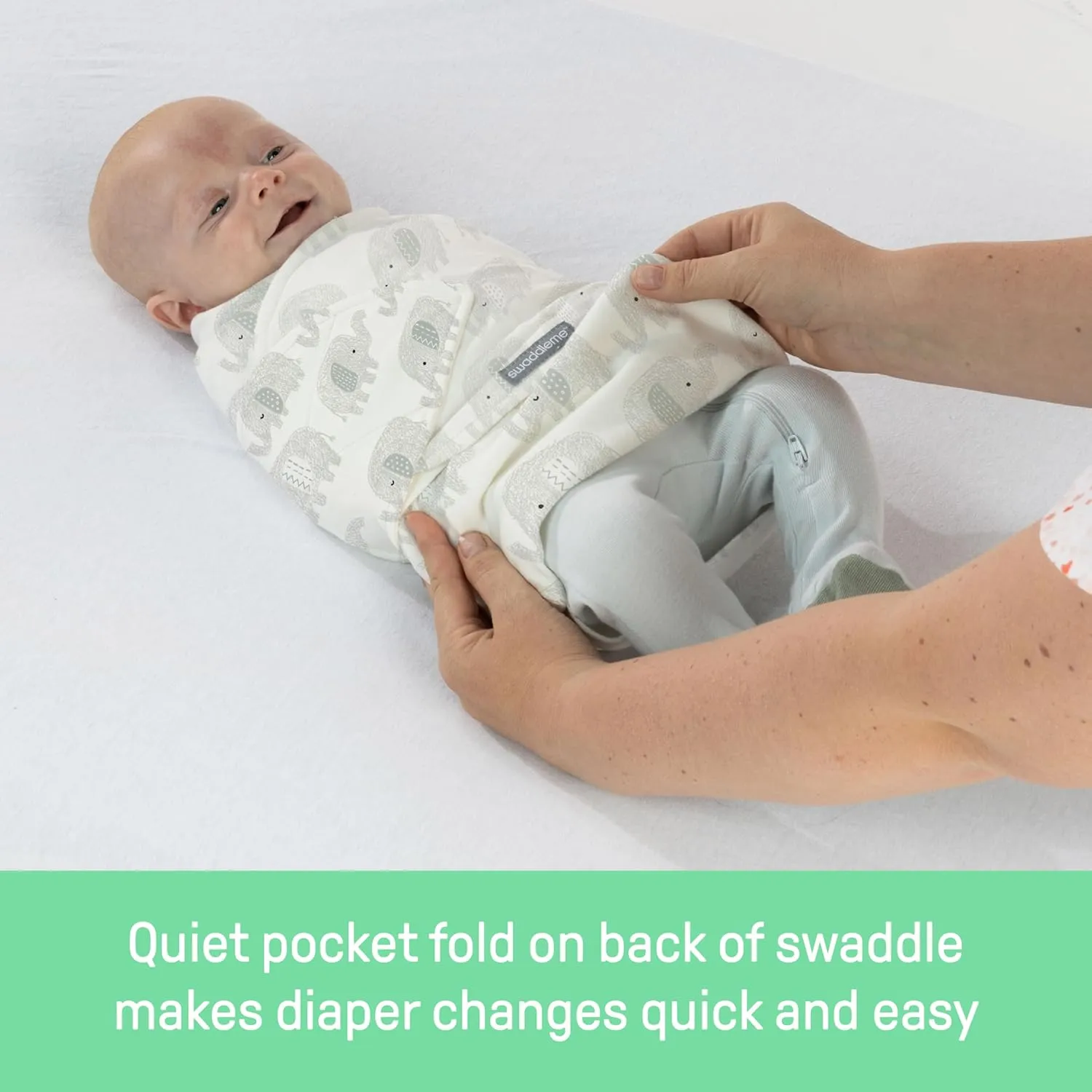 SwaddleMe by Ingenuity Monogram Collection Baby Swaddle, 100% Cotton, Improves Sleep & Calms Startle Reflex, 0-3 Months, Pocket Fold Design for Easy Changes, 1.0 TOG, 3-Pack - Born Free