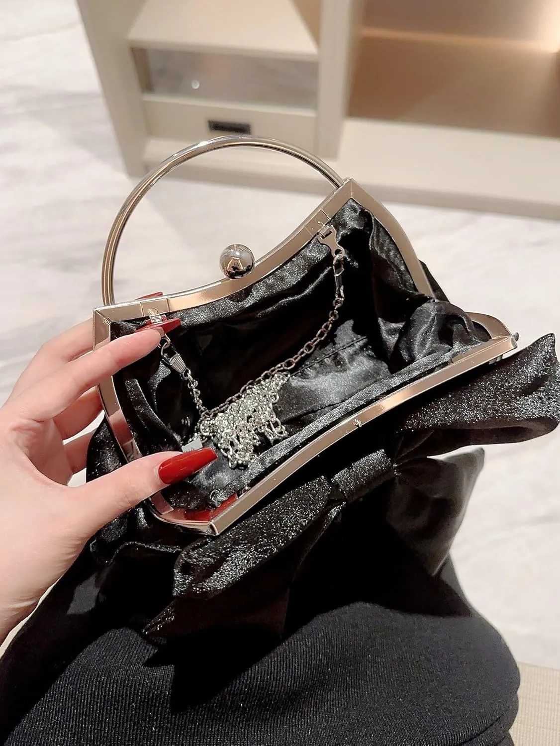 SweatyRocks Women's Cute Bow Decor Clutch Purse Evening Handbag Prom Crossbody Bags