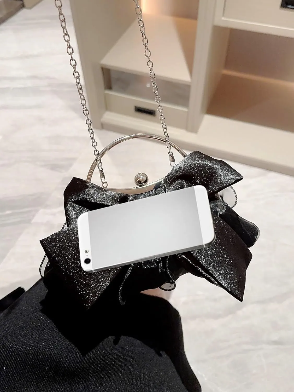 SweatyRocks Women's Cute Bow Decor Clutch Purse Evening Handbag Prom Crossbody Bags