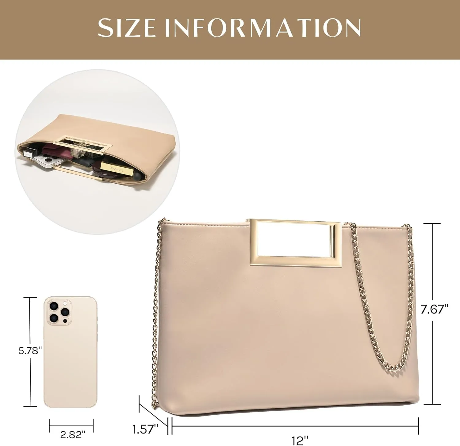 SWEETV Clutch Purses for Women Evening Formal, Fashion PU Leather Purse for Prom, Cocktail, and Wedding,Nina